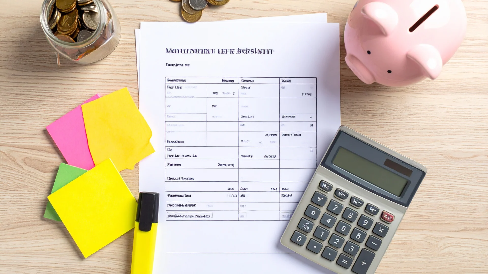 Finanzdokumente und Taschenrechner